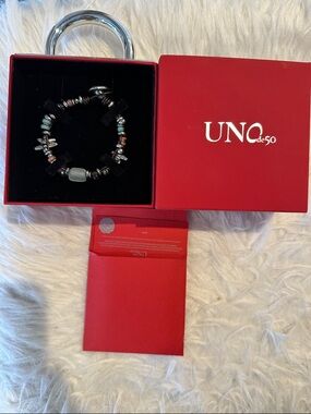Uno de 50: Women's Multi-Accent Beaded Bracelet in Black and Turquoise